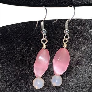 🌸New HANDMADE pink glass earrings🌸